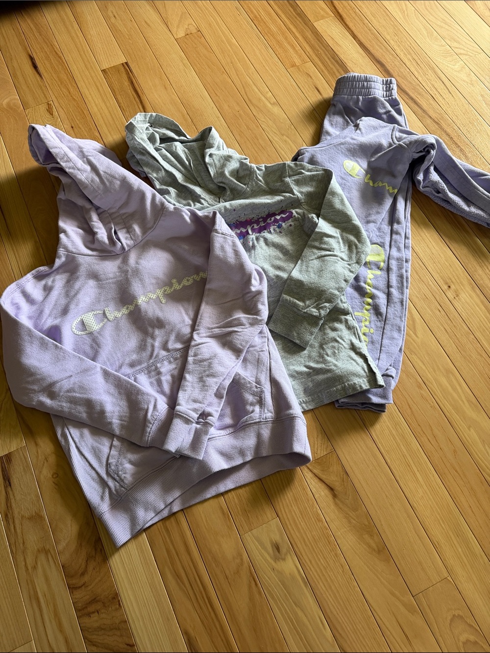 Champion Girls' Lavender Hoodies and Joggers with Gray Tee